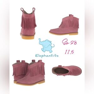 Suede leather  Fringe Boots ELEPHANTITO sz 28 / 11.5 pink